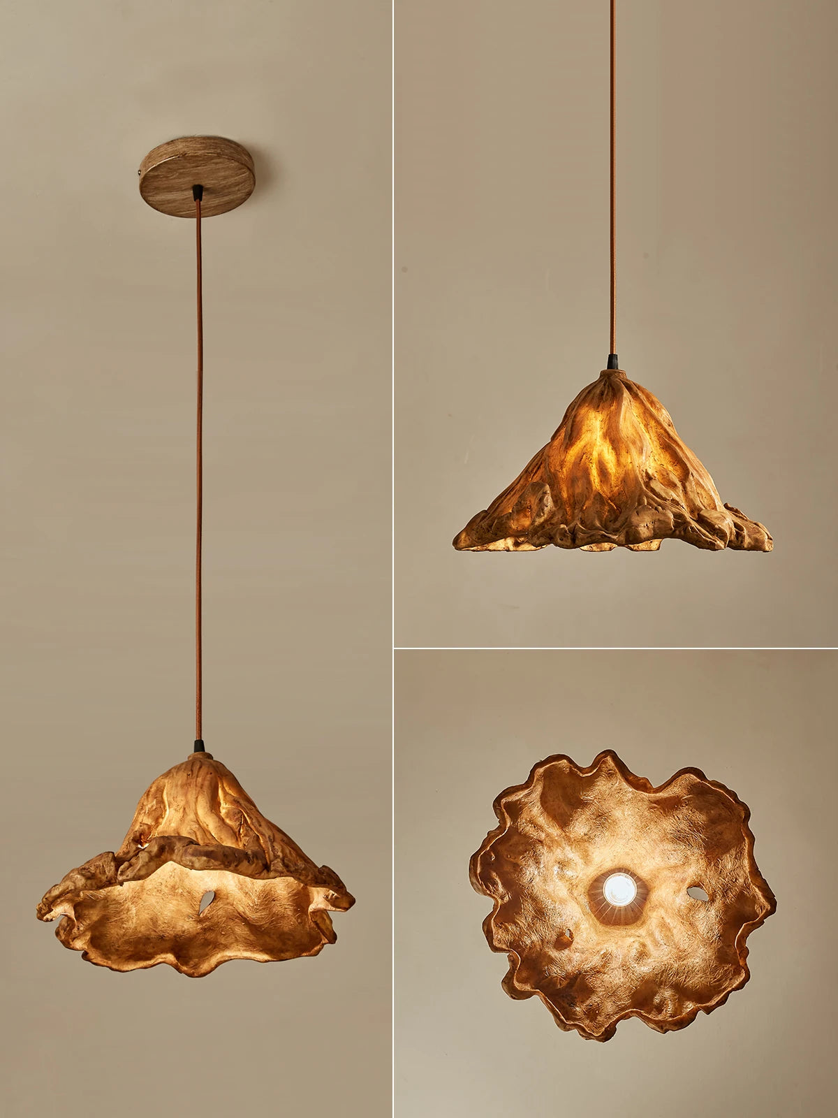suspension lotus en résine style wabi-sabi zen vintage pour intérieur - vue 5 sur 19