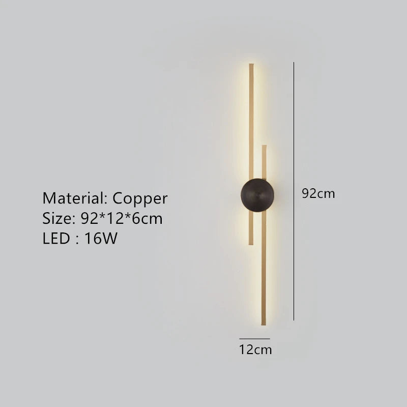minimalist brass LED wall light for restaurant and aisle - vue 16 sur 18