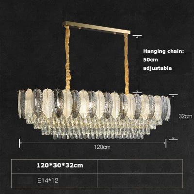 lustre suspendu led art déco avec plumes blanches et grises - vue 9 sur 17