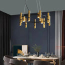 lustre en métal doré avec anneau noir réglable pour divers espaces