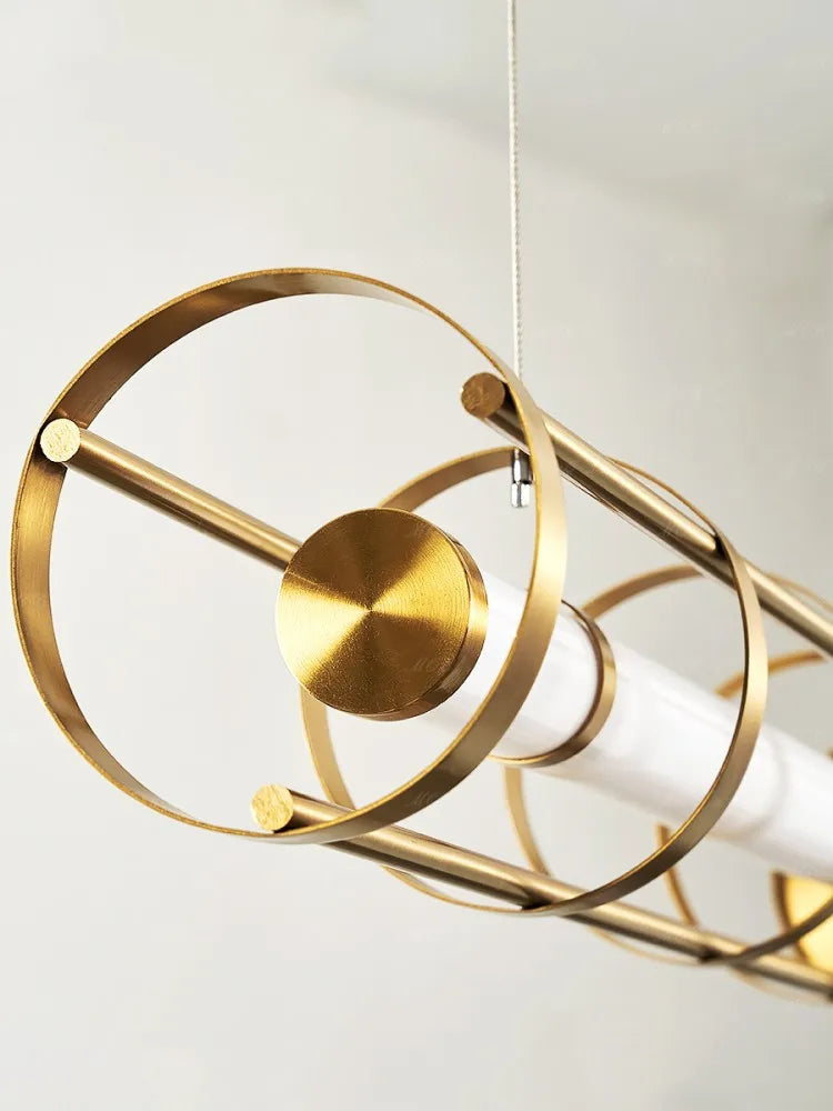 lustre moderne en acier inoxydable avec led et acrylique creux - vue 6 sur 7