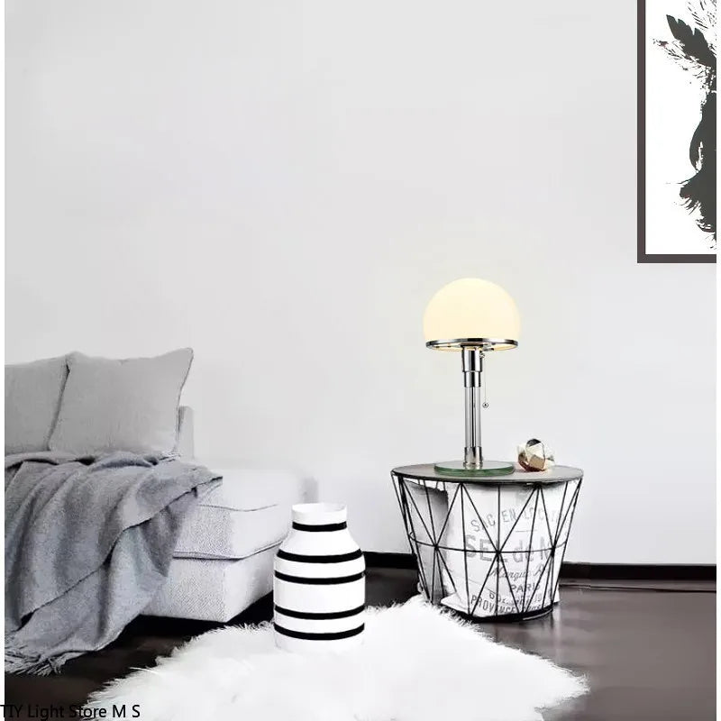 Wilhelm Wagenfeld Nordique Designer Bauhaus LED lampe de table design verre lampe de bureau chambre en acier inoxydable luminaires lampes de table - vue 5 sur 7