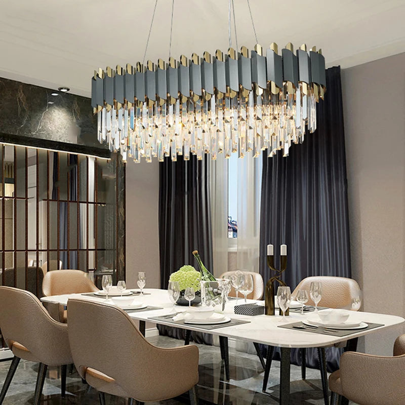 plafonnier led suspendu en cristal design moderne idéal pour table à manger - vue 5 sur 15