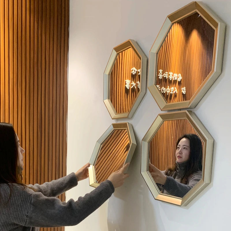 miroirs décoratifs hexagonaux en métal pour décoration esthétique - vue 4 sur 8