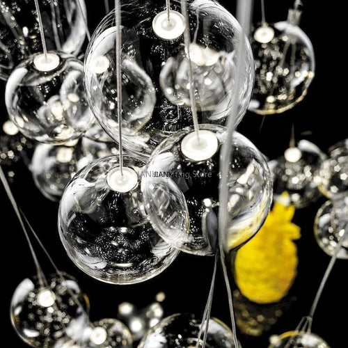 Nordic minimalist glass designer chandelier with LED - vue 3 sur 10
