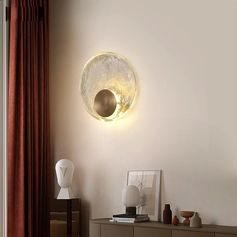 applique murale led nordique en verre transparent et cuivre - vue 6 sur 8