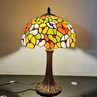 Tiffany style table lamp with decorative coloured glass flower
