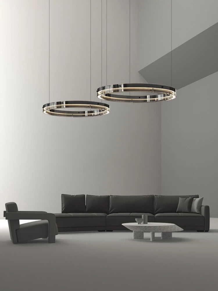 suspension circulaire en verre design moderne et minimaliste - vue 4 sur 11