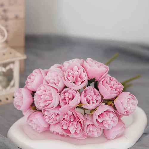 bouquet de 27 roses et pivoines artificielles en soie décoratives