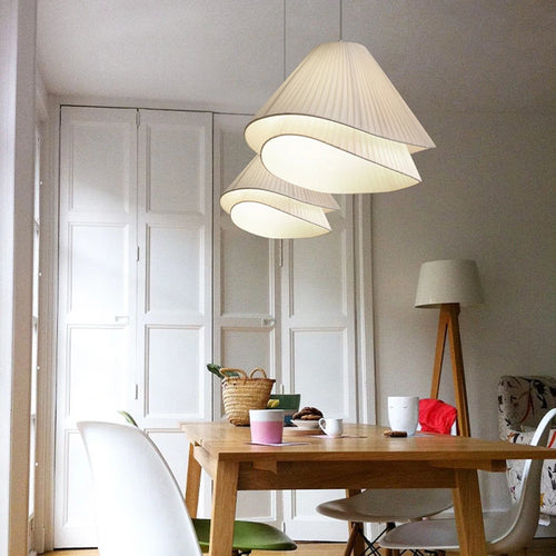 Minimalist fabric LED pendant lamp nordic art design - vue 4 sur 10