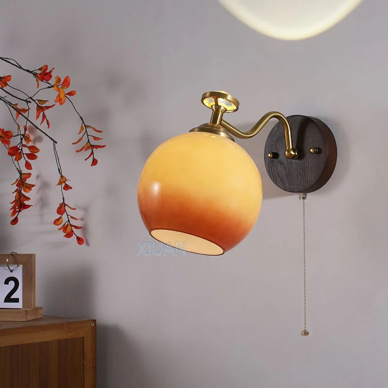 applique murale en verre design fleur wabi-sabi en bois massif - vue 3 sur 21
