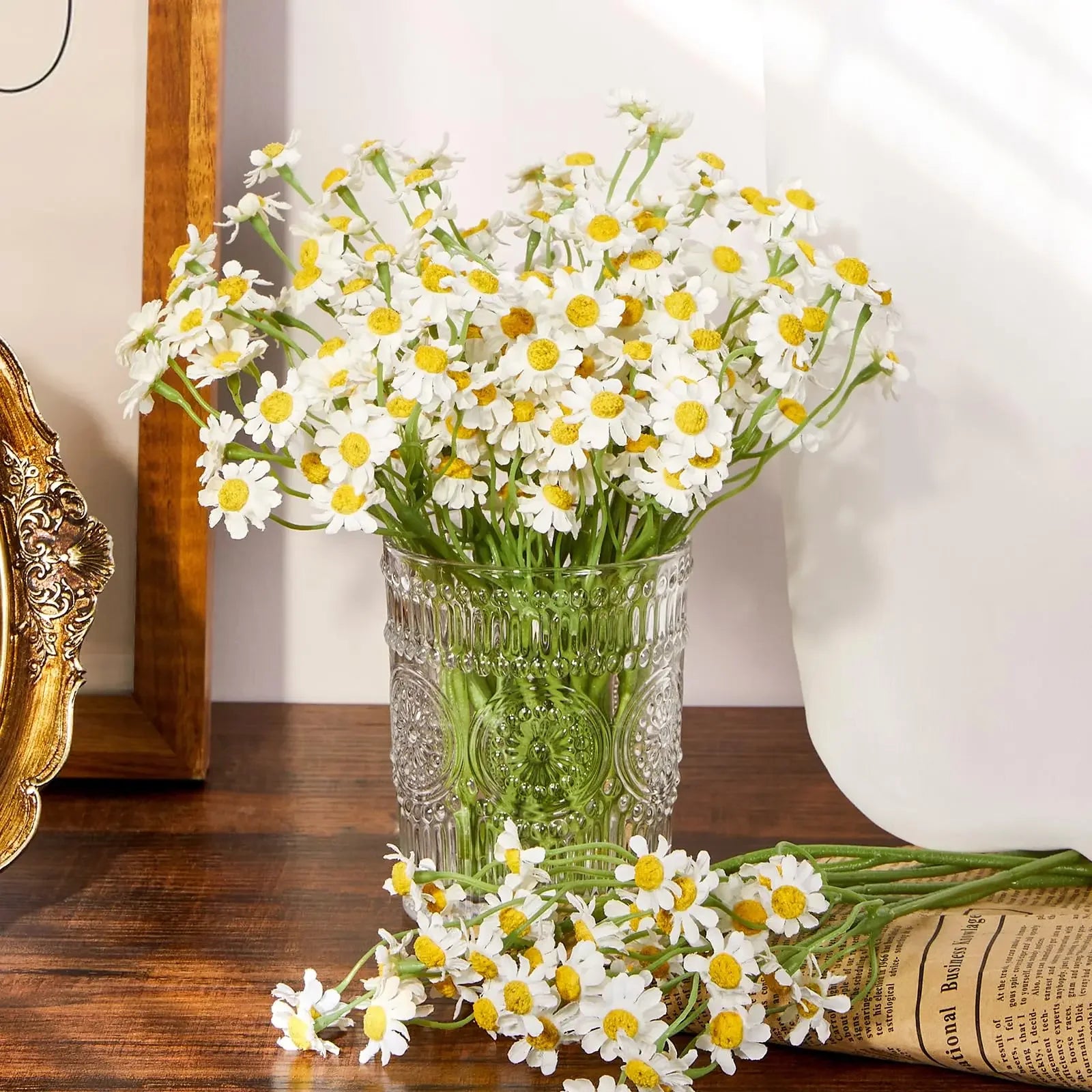60 têtes de marguerites artificielles pour décorations diverses - vue 5 sur 8