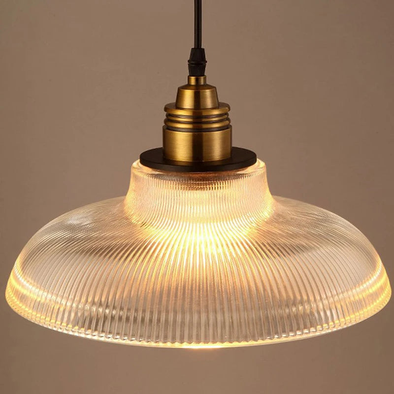 suspension Creative vintage rayure pot couverture verre lumières américain salon lampe Simple Restaurant Bar lampe LED E27 lumière - vue 6 sur 10