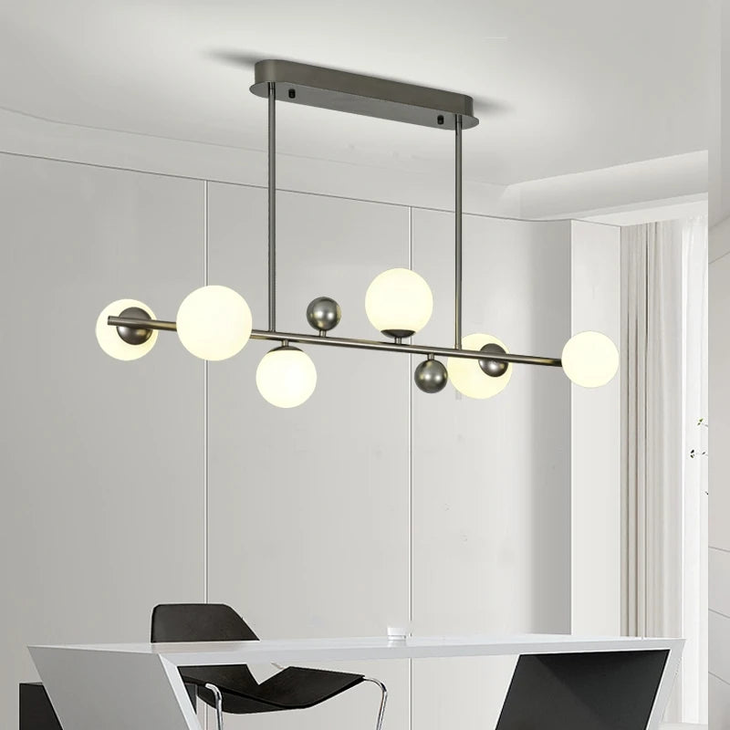 suspension moderne en métal et verre décorative avec fil réglable - vue 2 sur 13