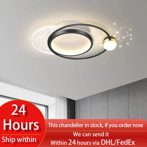 Gold/Black LED Living Room Ceiling Light, RC Dimmable for Kitchen Boys Room Home Decor, Star Decorative Lights.
