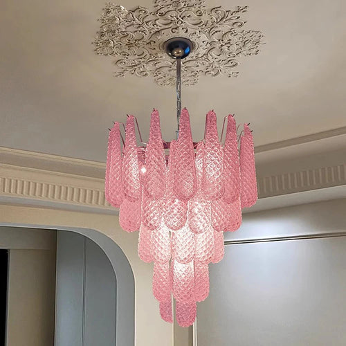 Coloured glass pendant with decorative leaf for chic interiors - vue 3 sur 12