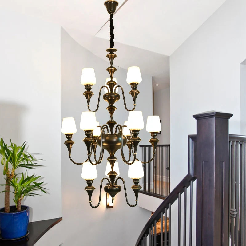 lustre à led en cuivre noir pour décoration d'hôtel élégant - vue 6 sur 22