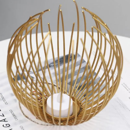 bougeoir géométrique en métal pour décoration et centre de table - vue 2 sur 8