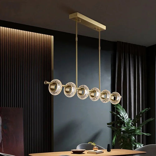 Nordic cracked glass chandelier with modern minimalist LED - vue 3 sur 10