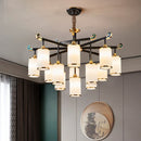 Minimalist Chinese copper chandelier with LED lights luxury décor
