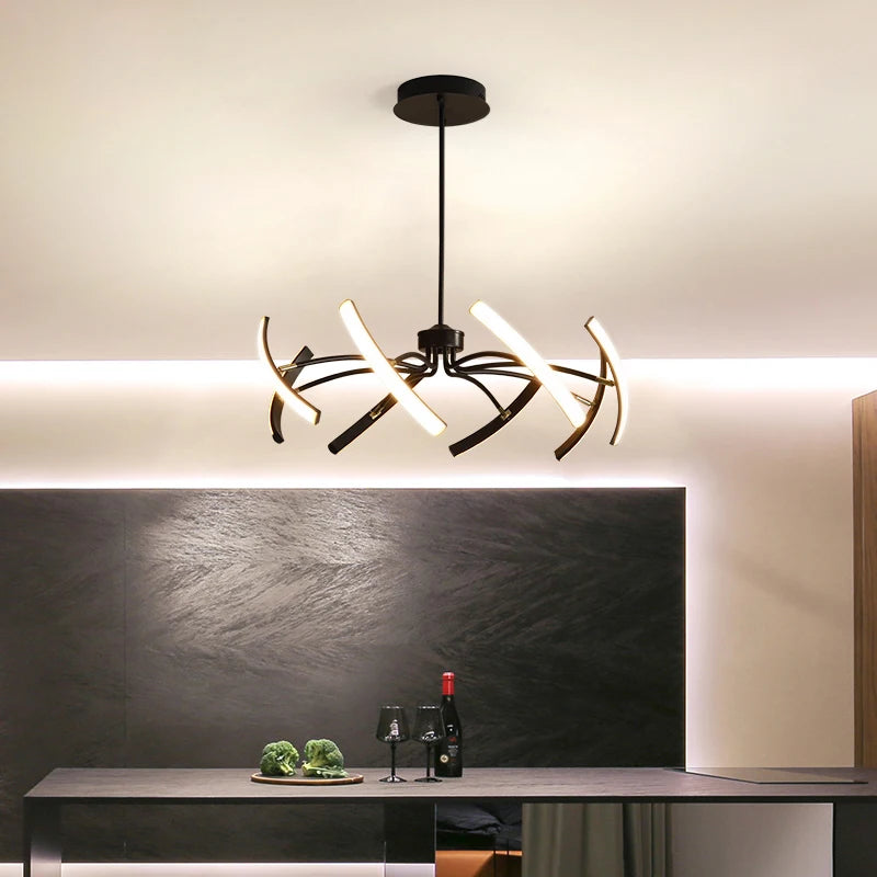 lustre led moderne éclairage intérieur lampes luminaires - vue 6 sur 18