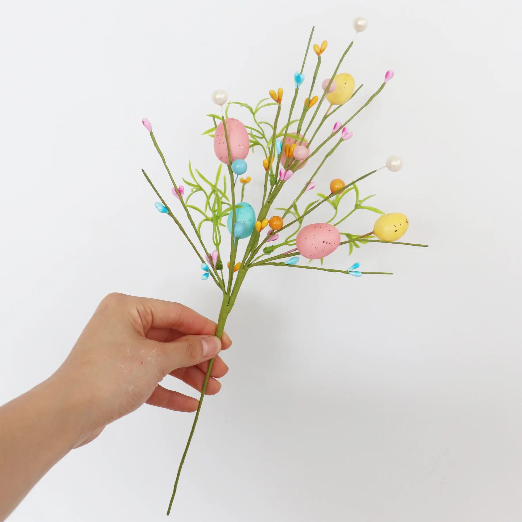 décoration florale artificielle de pâques avec lapins et œufs - vue 10 sur 16