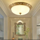 plafonnier en cuivre abat-jour rond en verre vintage