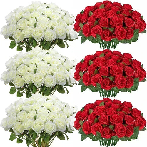 lot de 50 roses artificielles en soie pour décoration et événements festifs