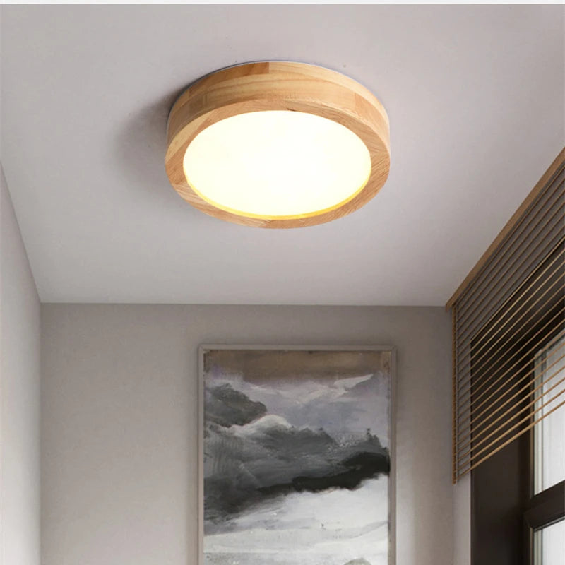Plafonnier circulaire en bois massif