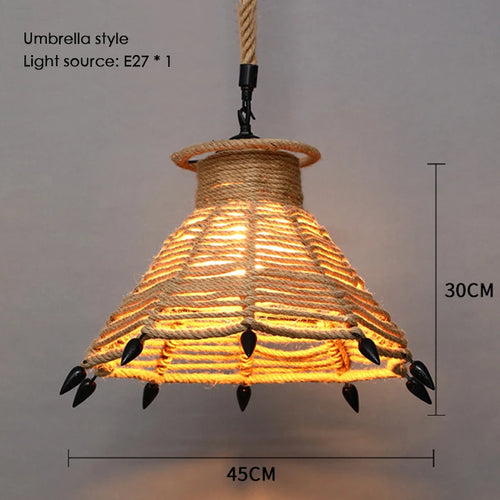 Sisal chanvre corde suspension plafonnier Lustre suspendu Lustre fer main tressage rustique rétro pour salle à manger décor - vue 23 sur 28