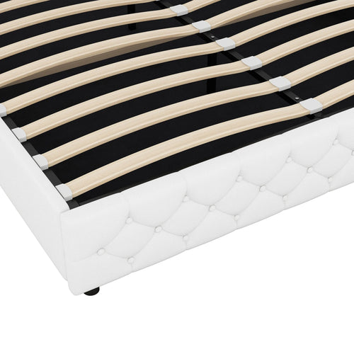 VSOGA 180 X 200CM Multifunctional Flat Bed with Hydraulic Storage, White - vue 7 sur 8