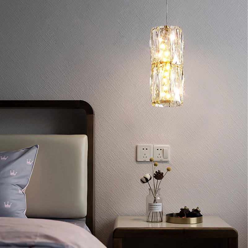 suspension nordique moderne en acier inoxydable et cristal décoratif - vue 6 sur 18