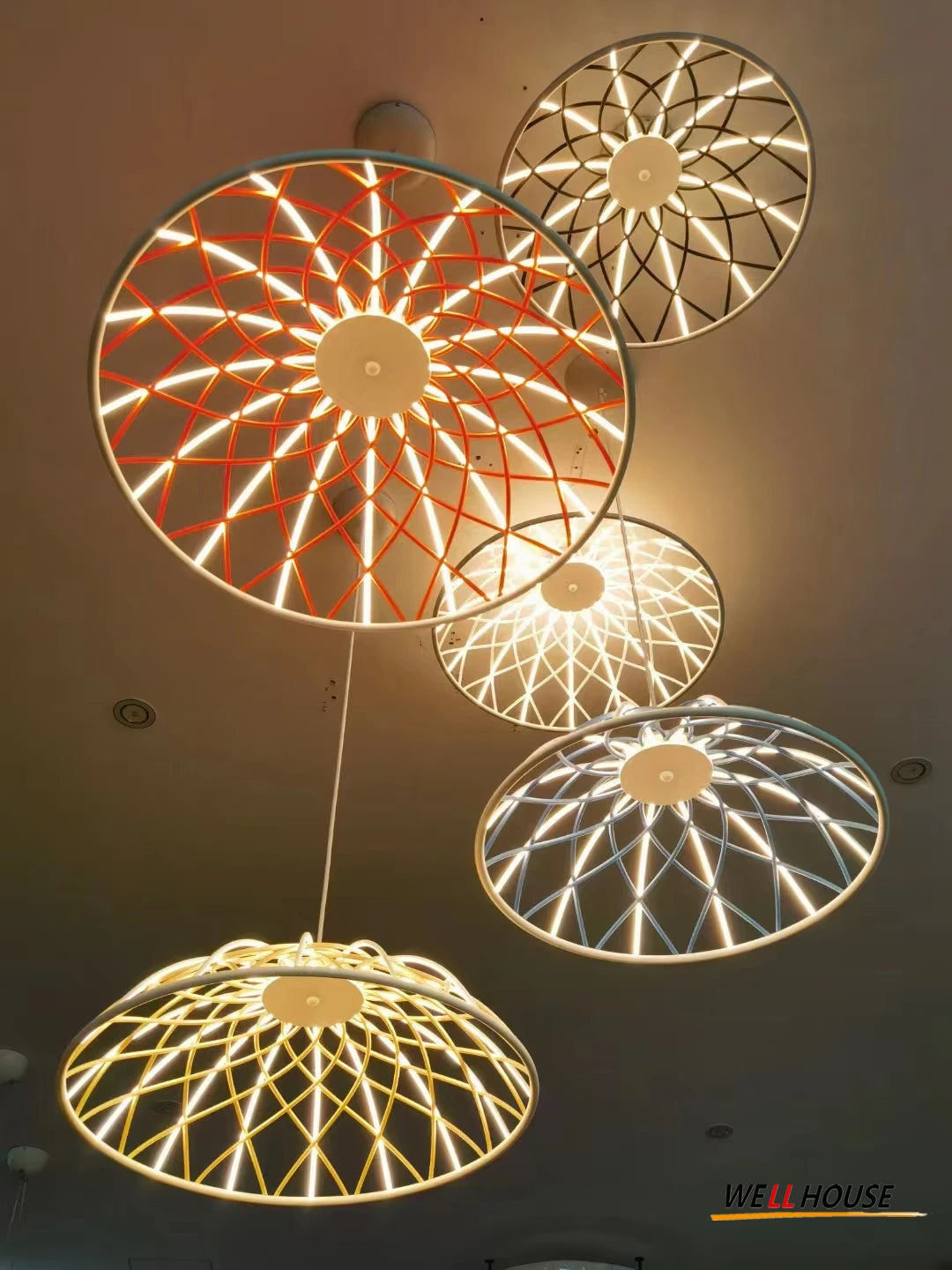 suspension moderne en corde nordic skynest led macaron mesh - vue 3 sur 10