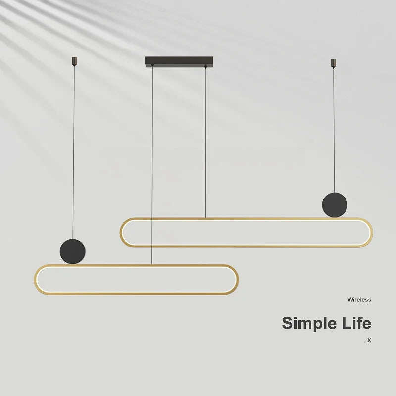 Modern and simple LED dining room chandelier, Nordic gold living room, kitchen lights, bar, meeting room decorative lighting - vue 4 sur 16