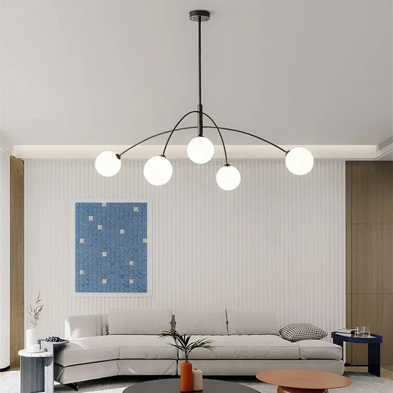 lustre suspendu moderne en verre laiteux pour intérieur élégant - vue 3 sur 8