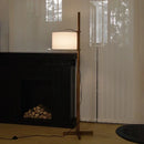lampe de sol en bois massif abat-jour tissu nordique décoration intérieure