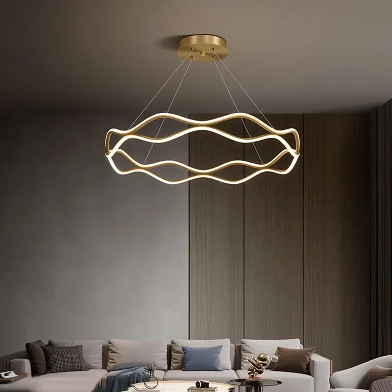 Lustre Nordique LED Lumière Pour Chambre Salon Salle à manger De Luxe Anneau Suspension Décor À La Maison - vue 5 sur 22