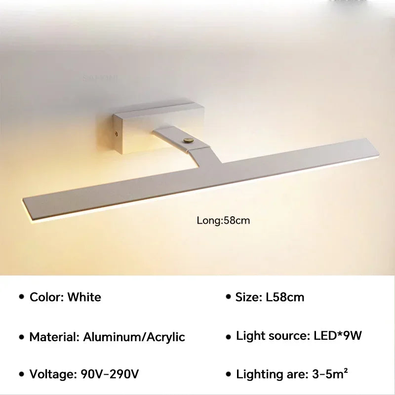 applique murale led moderne étanche pour miroir rotative et lumineuse - vue 12 sur 14