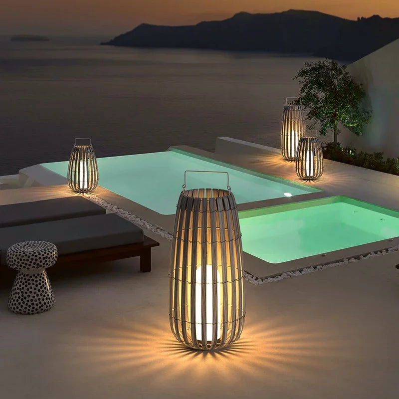 Outdoor Home Garden Solar lights, Rattan IP65 Waterproof Street Lamp Villa Courtyard Landscape Lawn Light For Garden Patio Fence - vue 6 sur 13