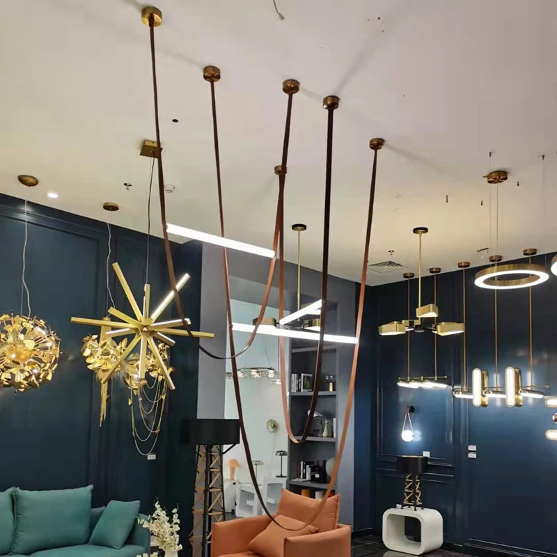 lustre design italien avec lampe à led tube - vue 6 sur 14