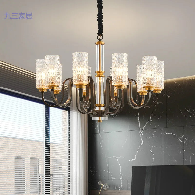 lustre rétro industriel en fer et verre suspendu à led - vue 3 sur 9