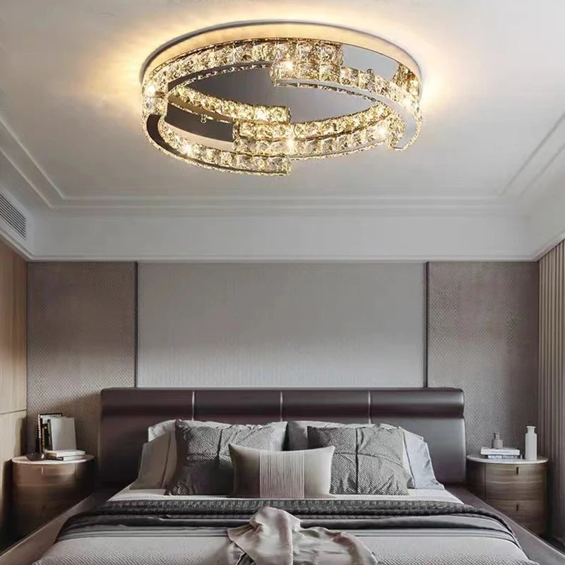 lampe de plafond led en cristal de style moderne avec télécommande - vue 3 sur 9