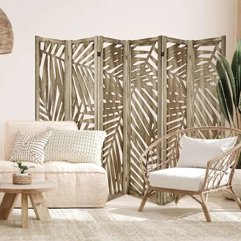 Carved Room Dividers,6 Panel Room Divider With Hand Carved Vintage Style Room Dividers And Folding Privacy Screens - vue 5 sur 11