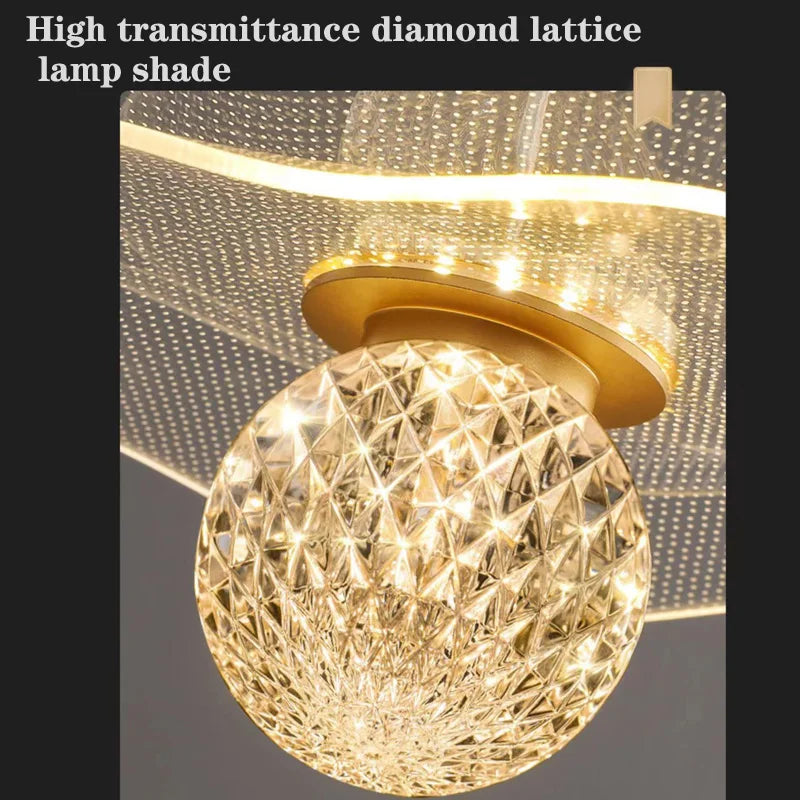 suspension moderne en forme de feuille de lotus personnalisable en cristal - vue 5 sur 13