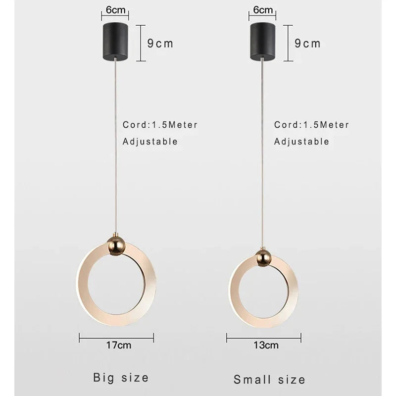 Lamp Modern LED Pendant Light Fixtures, Ring Pendant Lighting For Bedroom Bathroom Living Room, Small Hanging Pendant Light - vue 6 sur 10