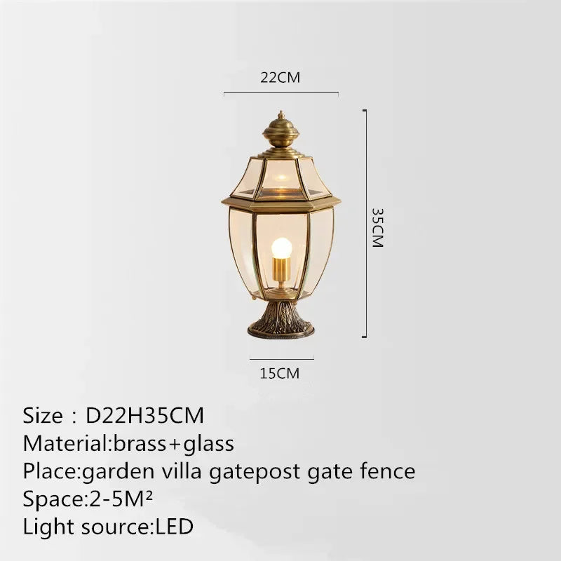 lampe de jardin classique en laiton éclairage extérieur étanche rétro - vue 6 sur 8