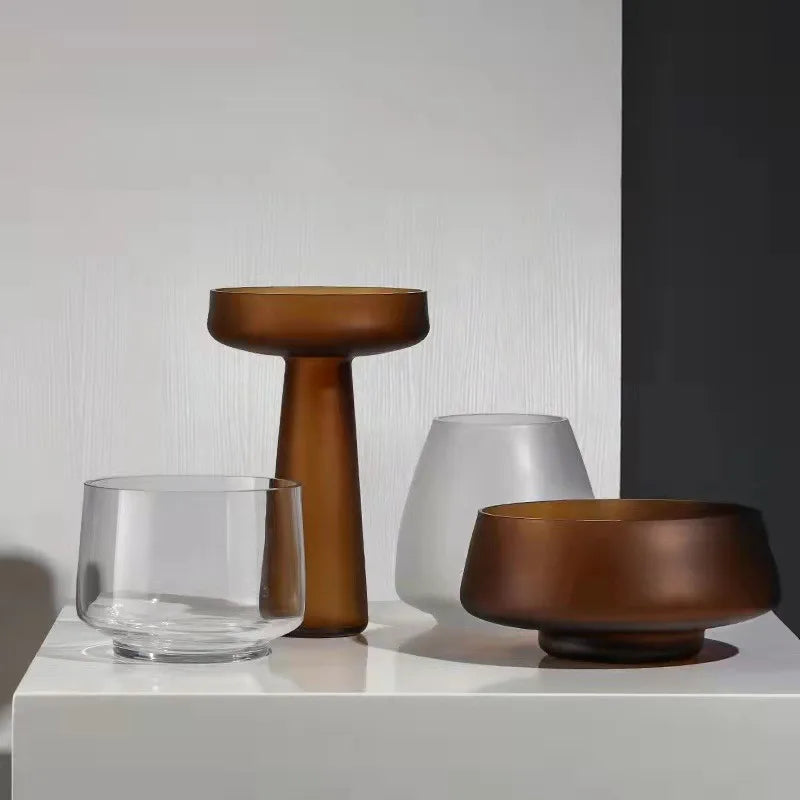 vase en verre givré pour décoration intérieure fleurs séchées et hydroponique - vue 3 sur 12