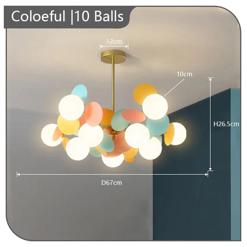 Children's chandelier with multicoloured flowers decorative pendant light - vue 13 sur 18