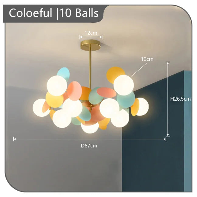 Children's chandelier with multicoloured flowers decorative pendant light - vue 12 sur 18