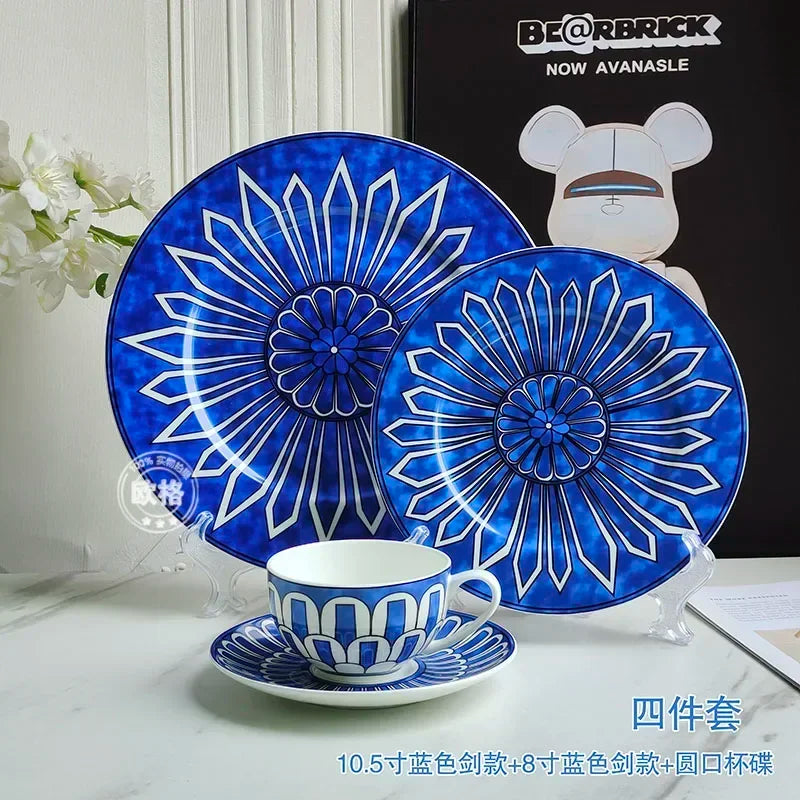 assiette céramique style européen motifs sceau élégant thé